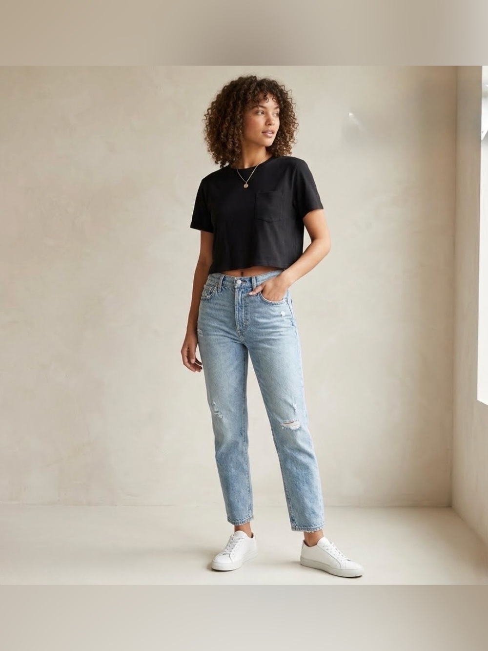 Jockey Black Cropped Pocket T-Shirt Boxy Crew Neck Short Sleeve Crop Top Medium